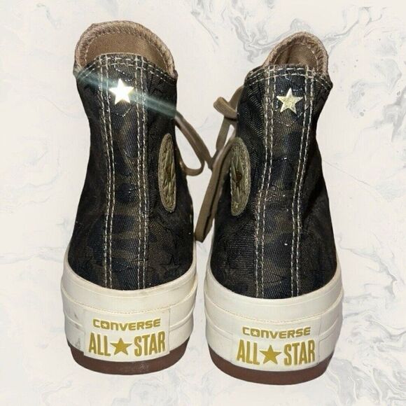 RARE Converse Camo Green Star CTAS Ripple Hi Top Lace Up Women’s Size 5 - Picture 3 of 8